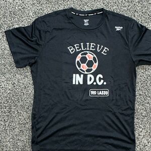 Custom Designed Reebok Black 'Believe in D.C.' Soccer Tee- New With Tags